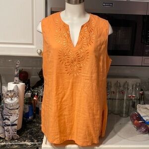 N womens Valerie Bertinelli solid orange sleeveless plus size top  1X